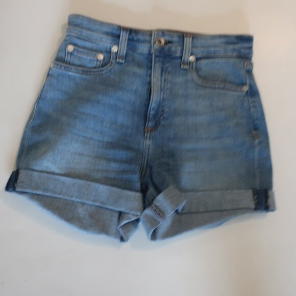 Womens Rag & Bone Harper Blue Rolled Cuff Nina High Rise Shorts 23 COLOR: HARPER - Picture 3 of 8